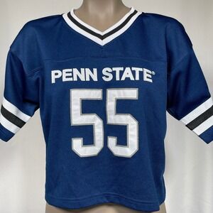 Penn State #55 Hype & Vice Blue Cropped Football Jersey Women's LARGE